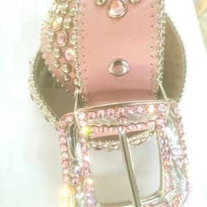 B.b. Simon leather belt w/ genuine Swarovski crystals